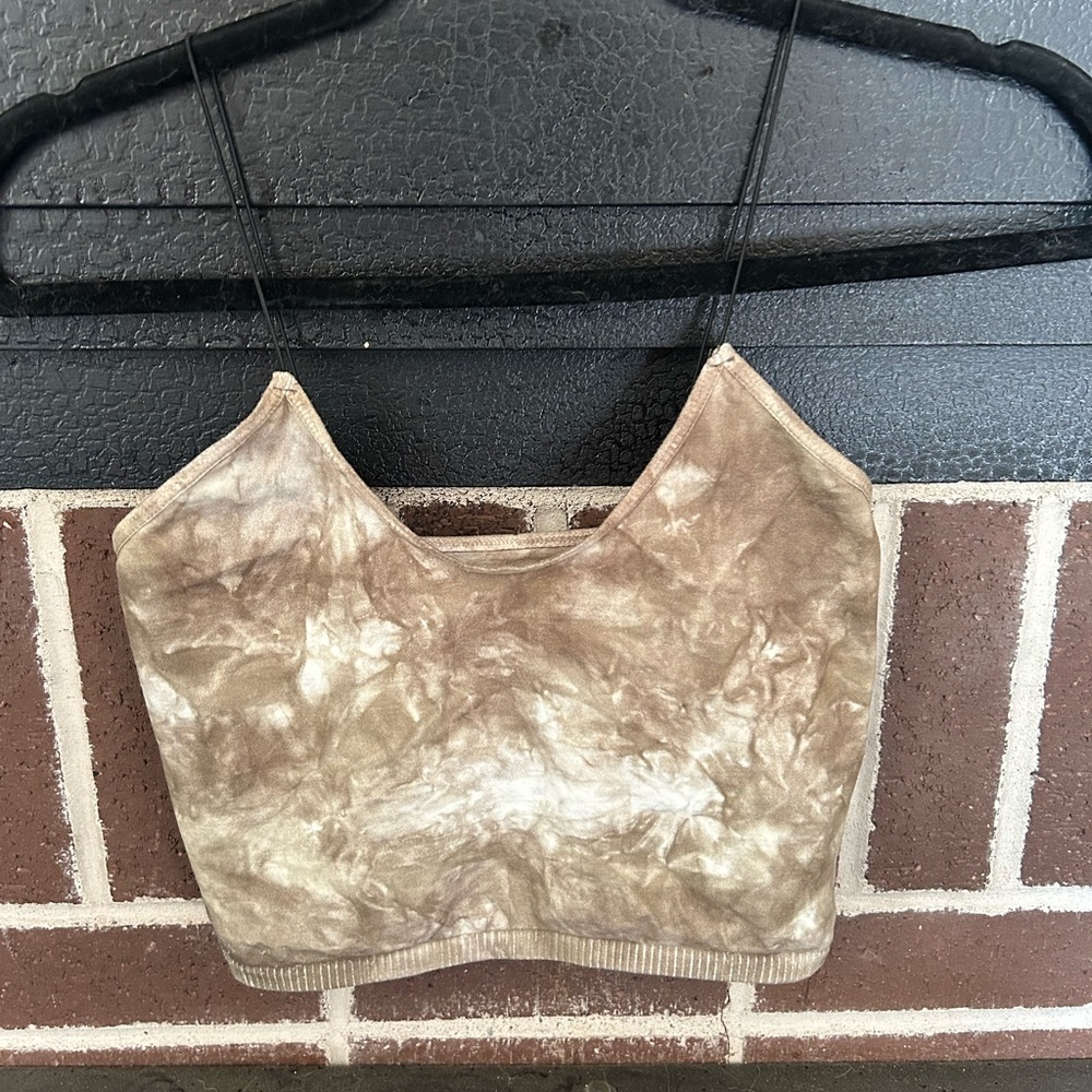 Free People Brown Tie-Dye Crop Top